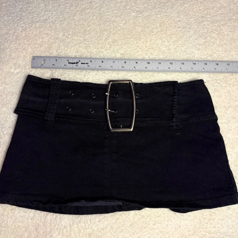 Y2K Silence + Noise Scene Black Belted Micro Mini Skirt Low Rise Micro #16